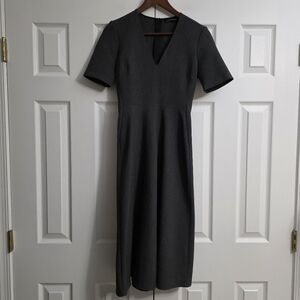 Zara Woman V Neck Gray Midi Dress Womens Size XS NWOT